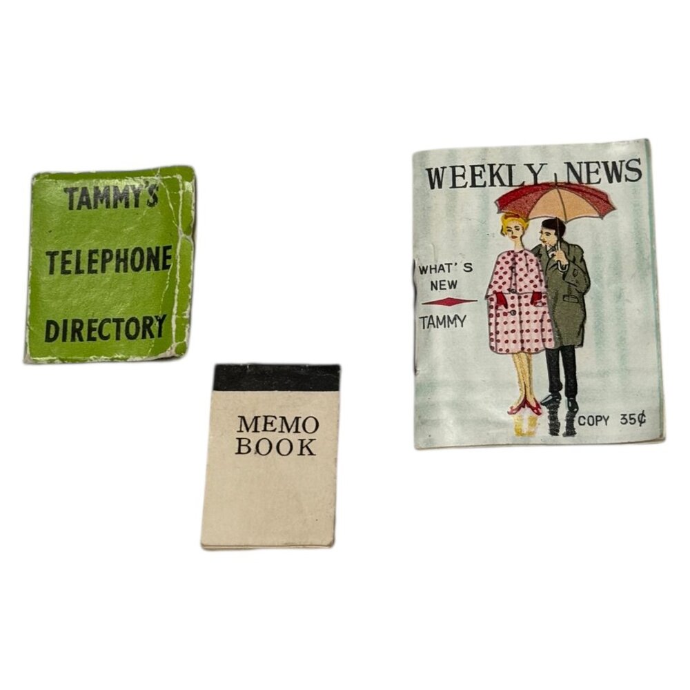 Vintage Tammy Doll Books Lot 3 Weekly News Note Book Telephone Book 1960s Japan